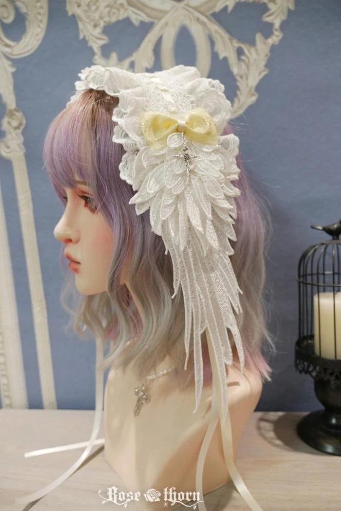 Rose Thorn - Angel Wings - Embroidered Crafted Headband Elegant Lolita Hair Accessories - Image 4
