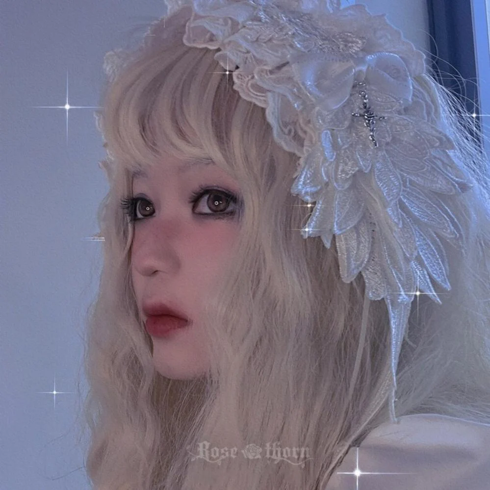 Rose Thorn - Angel Wings - Embroidered Crafted Headband Elegant Lolita Hair Accessories - Image 8