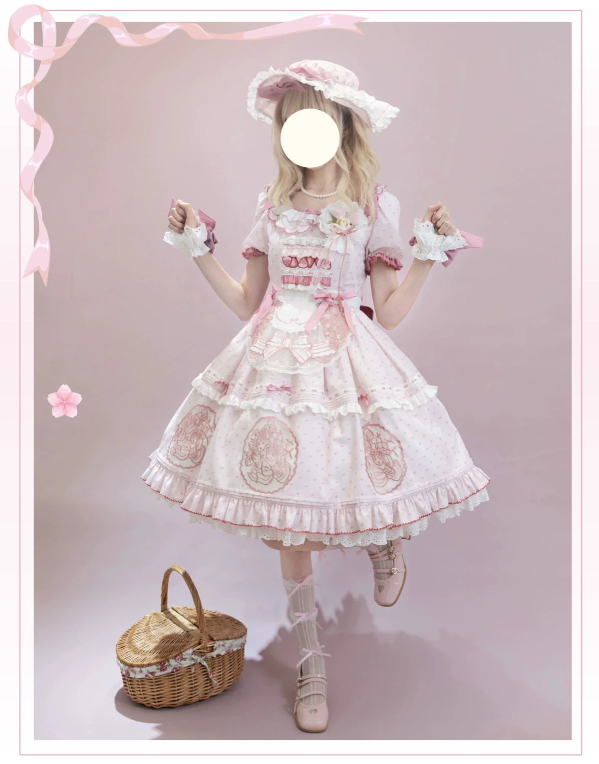 Berry Trap - Embroidered Sweet Lolita OP Dress, Polka Dot - Image 3