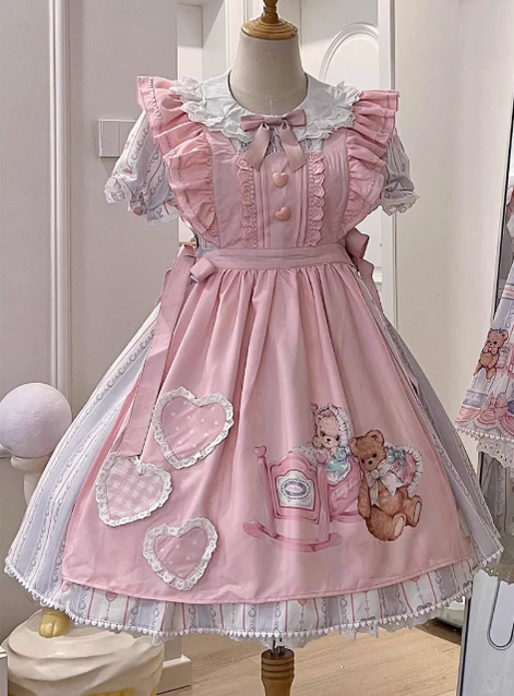 Eternity Spring - Barbie Bear - Sweet Lolita Bear Print JSK and OP - Image 28