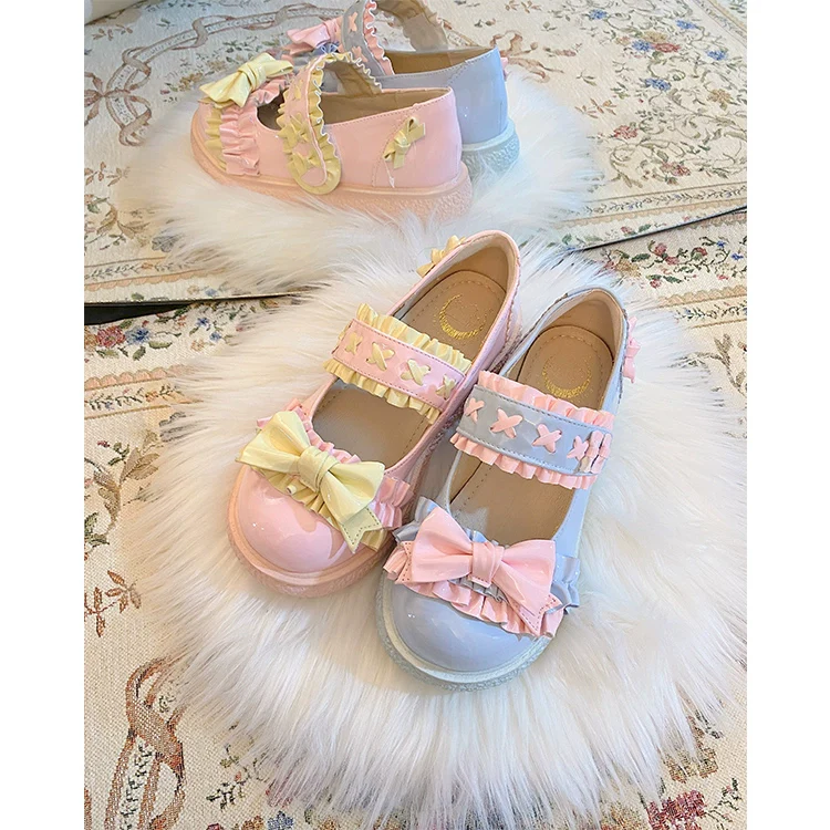 Fairy Godmother - Cute Lolita Shoes Bow Candy-Colored Lolita Flat Shoes - Image 16