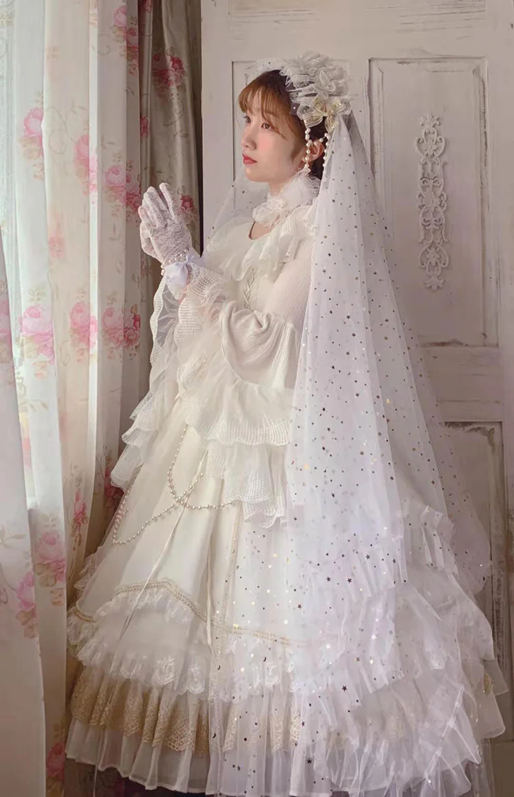 Fate Quartet Bridal - Gothic Lolita Tiered Hem JSK Dress - Image 14