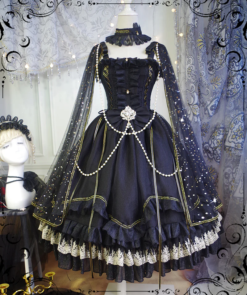Fate Quartet Bridal - Gothic Lolita Tiered Hem JSK Dress - Image 3