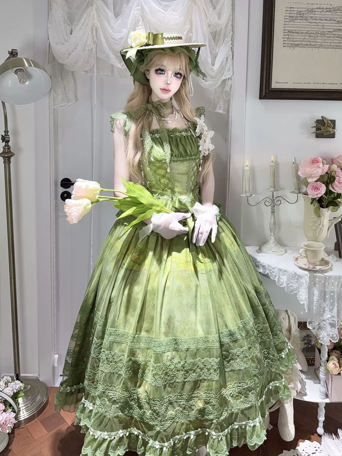 Hanguliang - Foggy Vineyard - Fishbone Classic Lolita Bodice, Maxi Skirt - Image 2