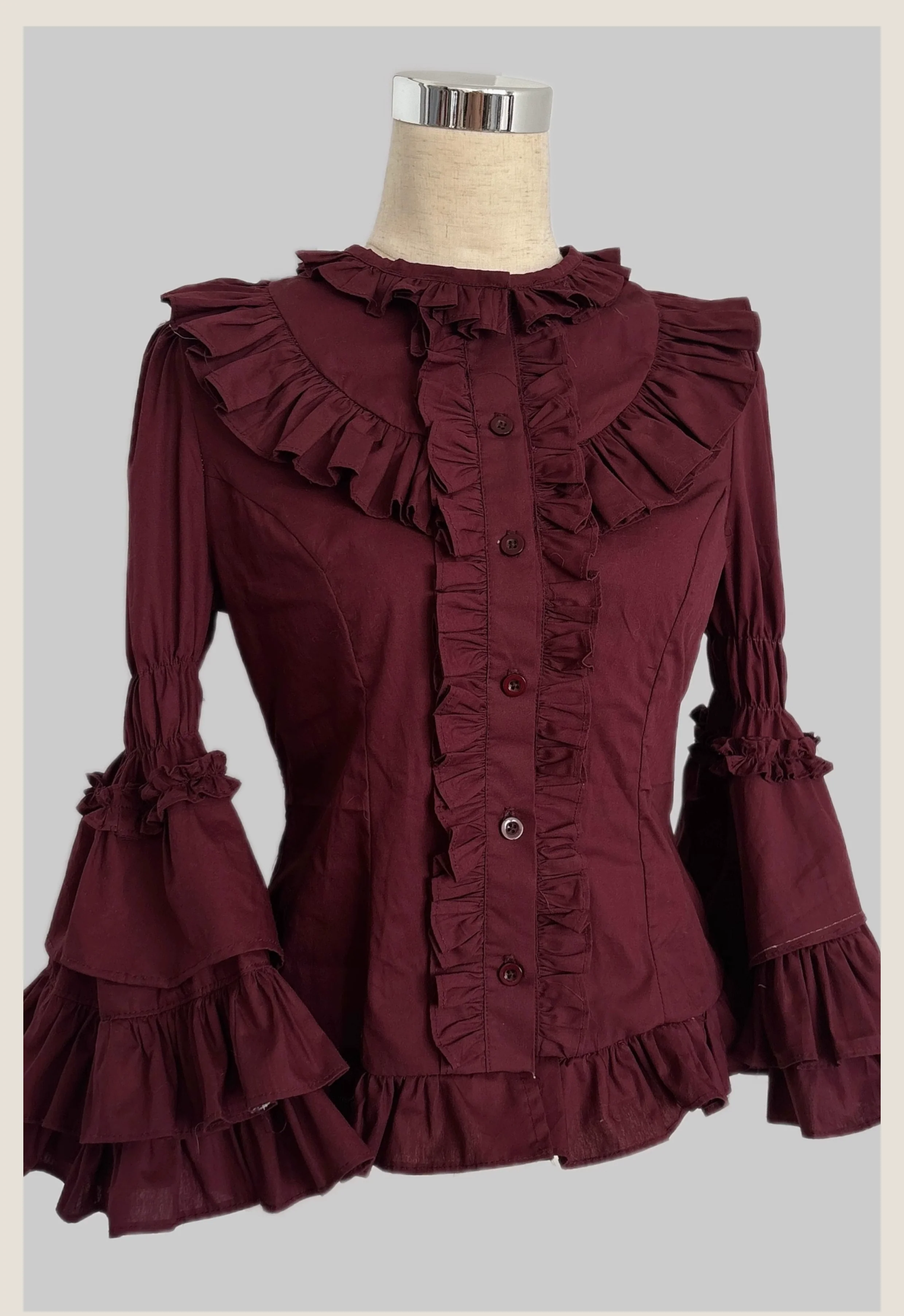 Burgundy Rose - Floral Printed Old School Lolita JSK, Elegant Cape - Image 24