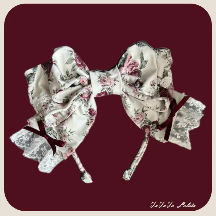 Burgundy Rose - Floral Printed Old School Lolita JSK, Elegant Cape - Image 30