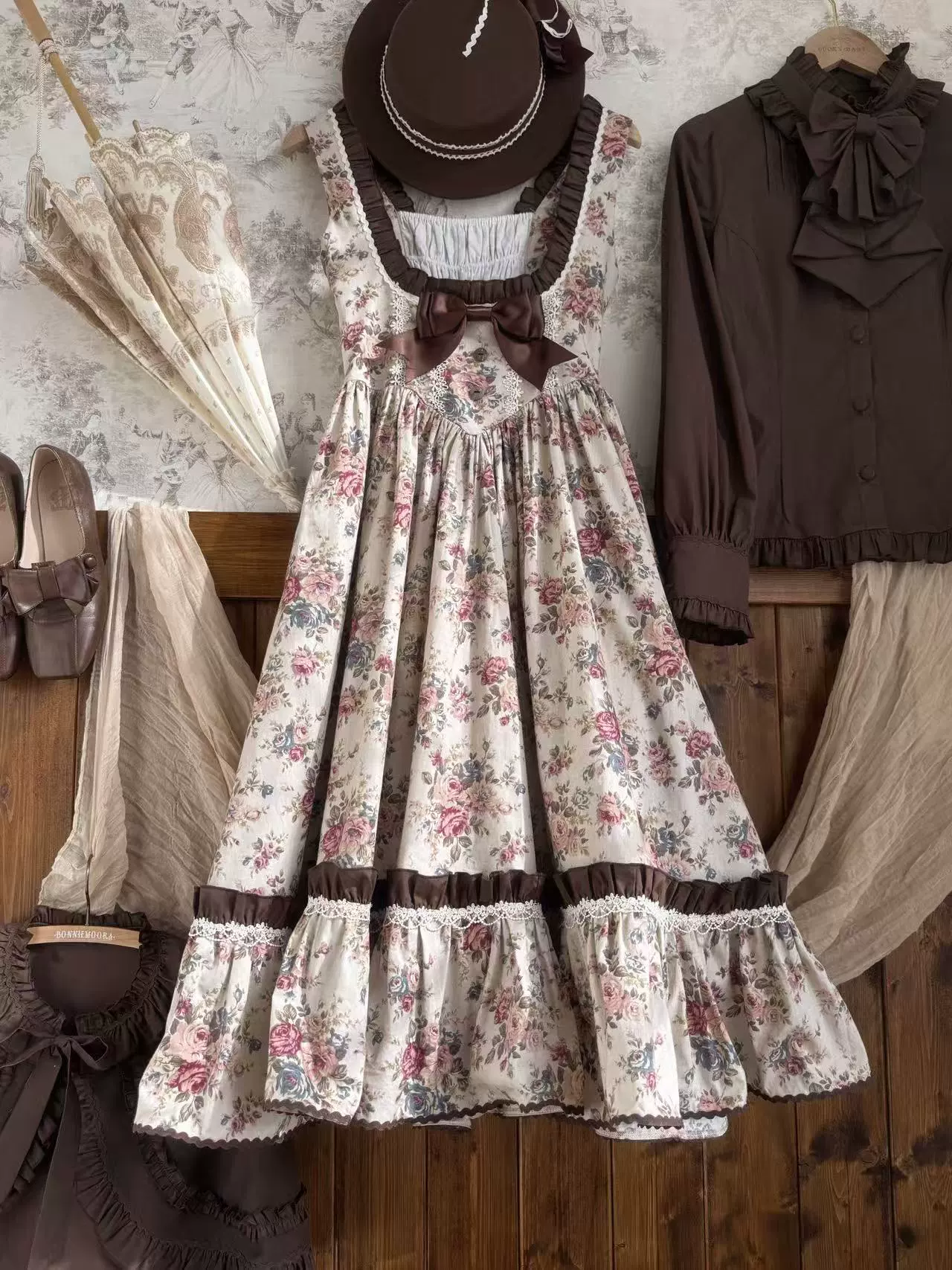 Albion Reverie - Floral Printed Old School Lolita JSK, Bust-Supporting - Image 25