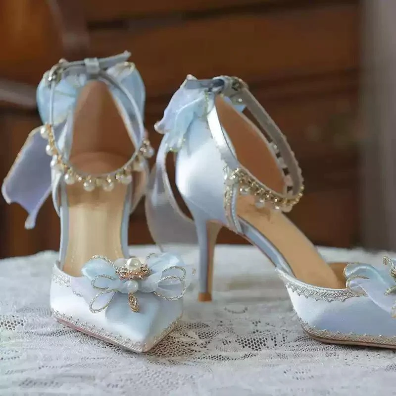One Night - Flower Wedding Pointed Toe High Heels - Image 19