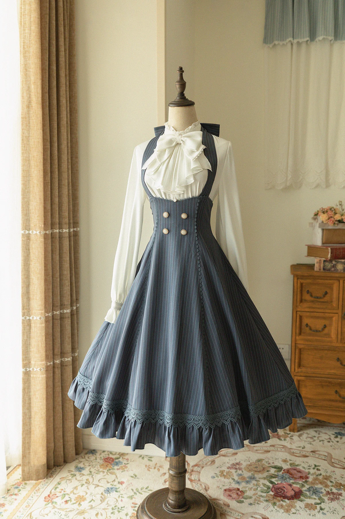 South of the Forest - Vintage Classic Lolita Halter JSK Dress, French Style Blouse - Image 3