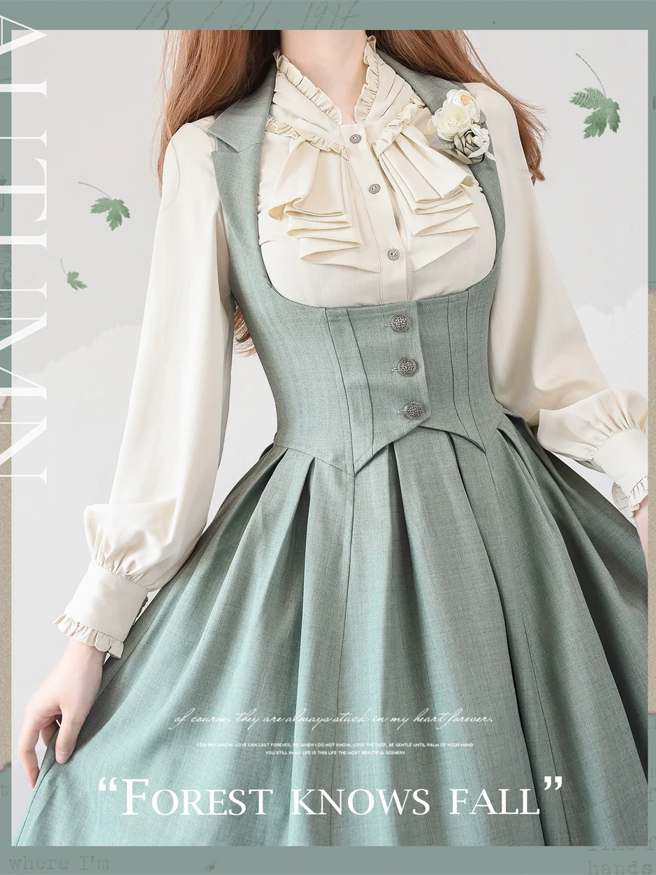 Retro Elegant Lolita Jumper Dress Bustier Multicolor - Image 6