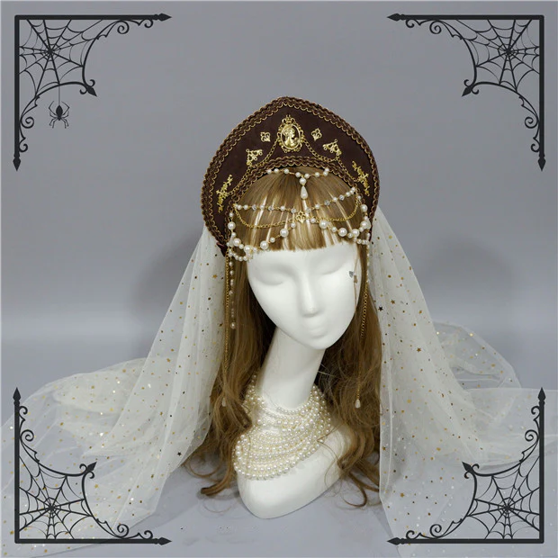 Foxcherry - Retro Lolita Gorgeous Bead Chain Headdress Multicolors - Image 20