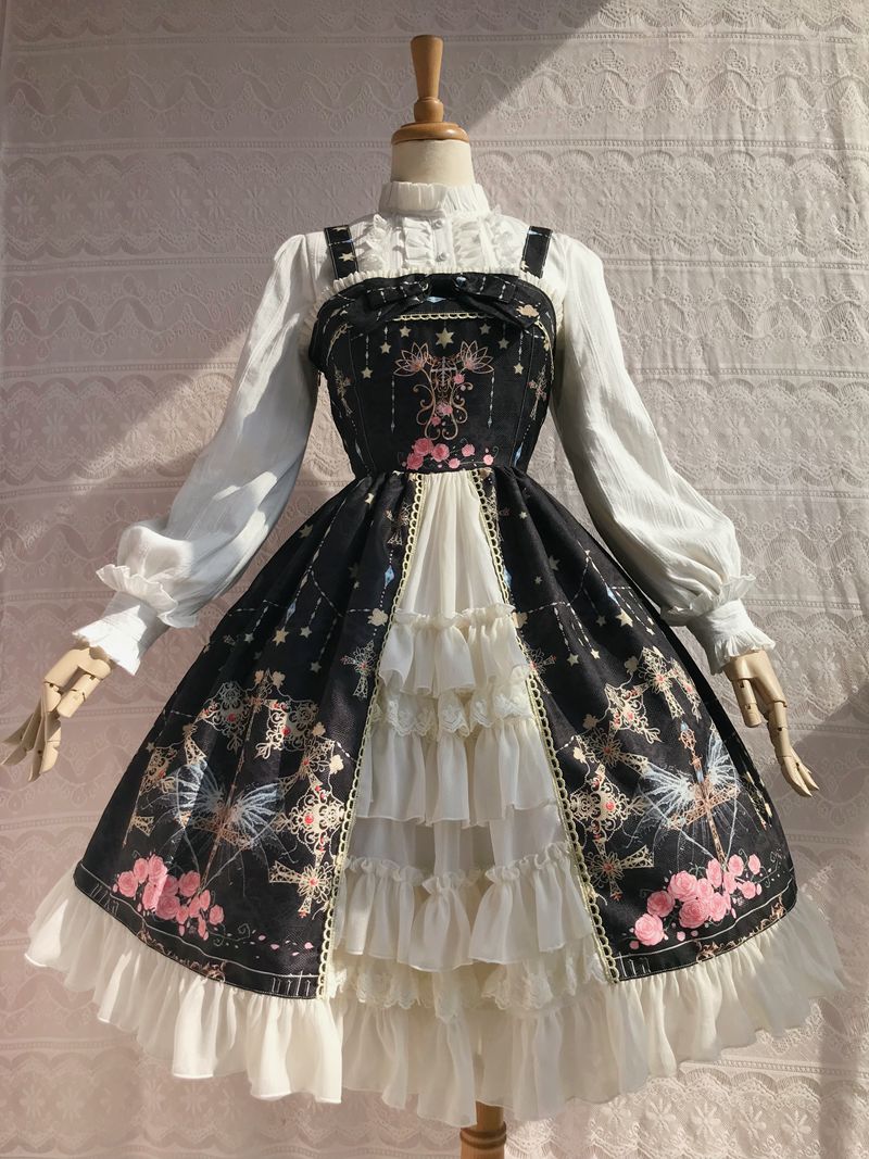 Peacock Cross - Winter Classic Lolita Printed JSK with Front Opening - Image 4