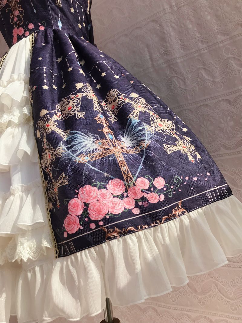 Peacock Cross - Winter Classic Lolita Printed JSK with Front Opening - Image 5