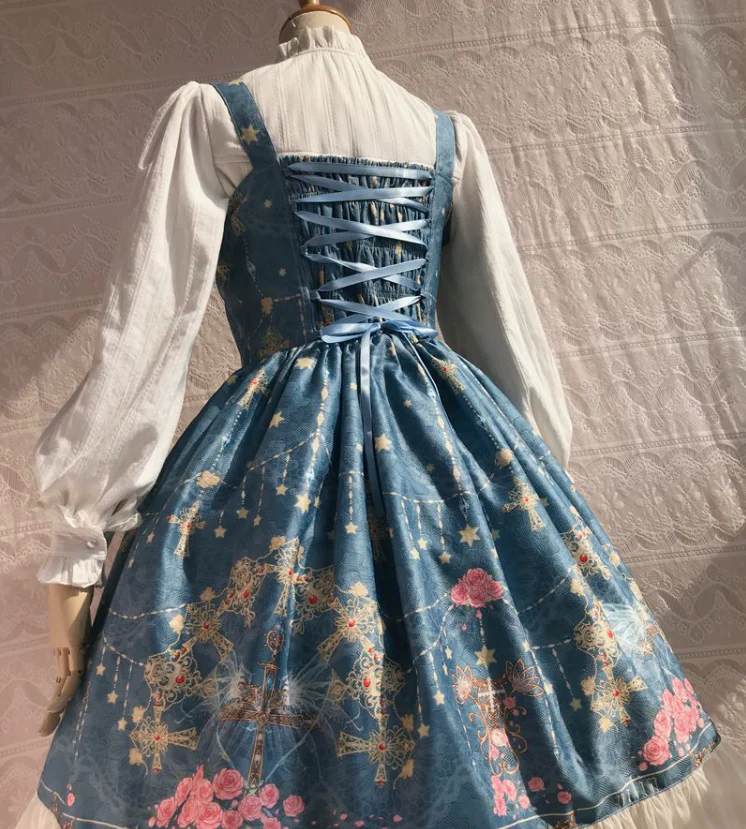Peacock Cross - Winter Classic Lolita Printed JSK with Front Opening - Image 6