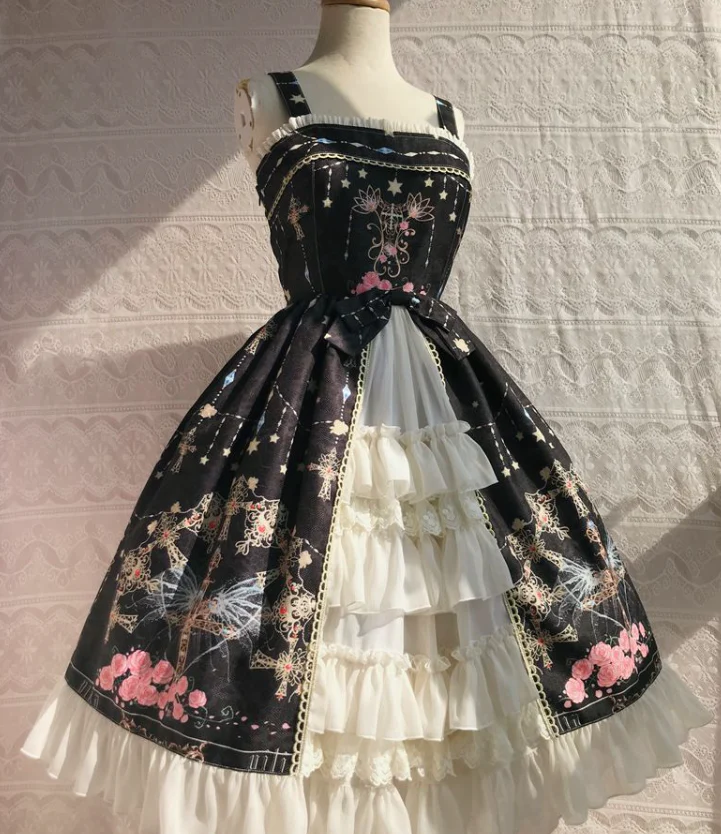 Peacock Cross - Winter Classic Lolita Printed JSK with Front Opening - Image 8
