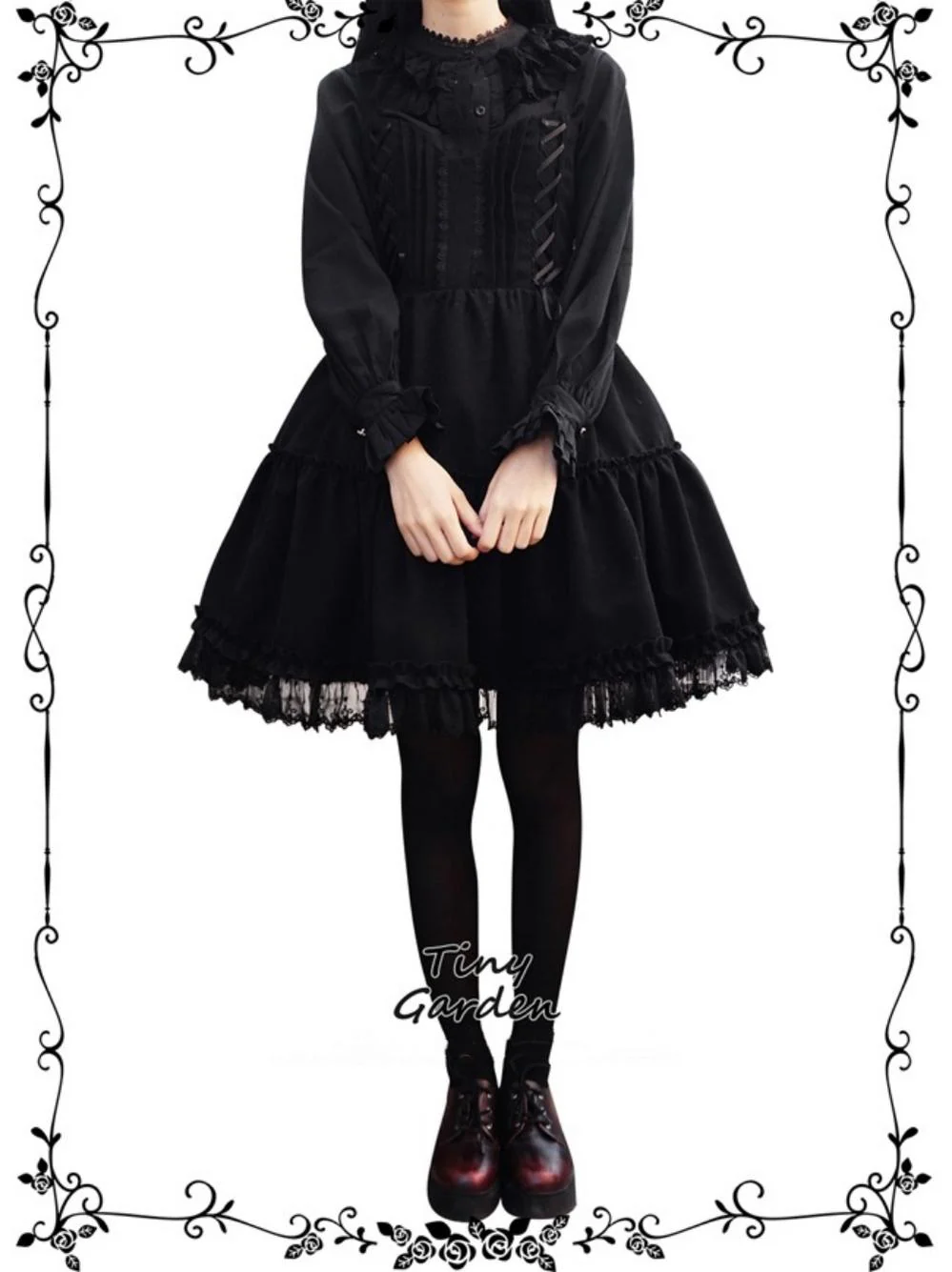 Tiny garden - Garden Waltz 1.0 Burgundy Autumn Winter Lolita JSK - Image 10