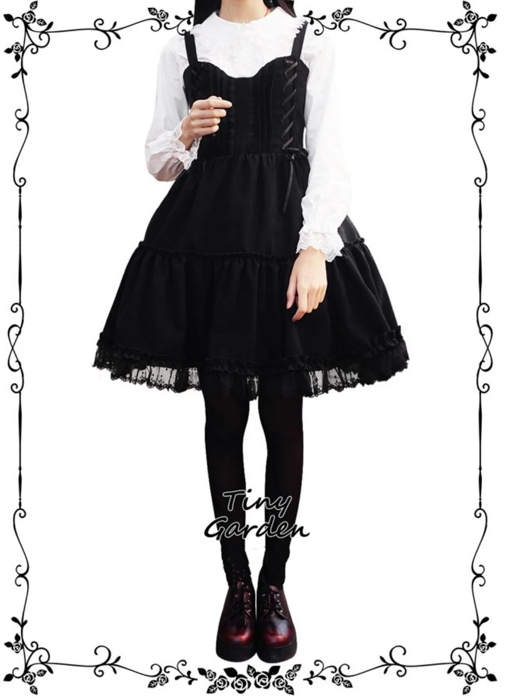Tiny garden - Garden Waltz 1.0 Burgundy Autumn Winter Lolita JSK - Image 3
