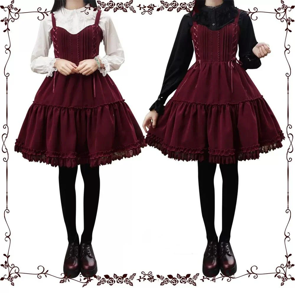 Tiny garden - Garden Waltz 1.0 Burgundy Autumn Winter Lolita JSK - Image 5