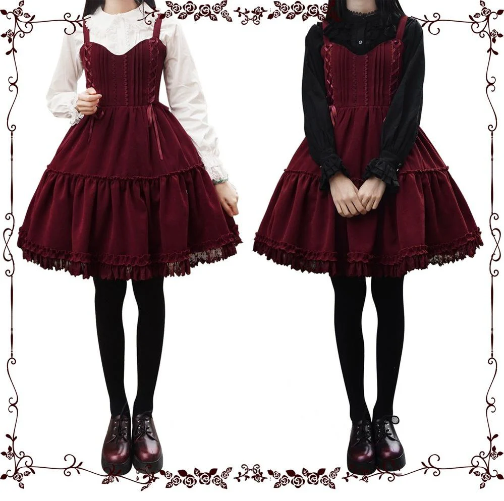 Tiny garden - Garden Waltz 1.0 Burgundy Autumn Winter Lolita JSK - Image 6