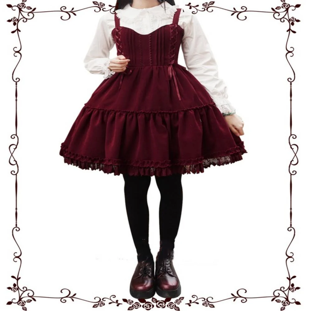 Tiny garden - Garden Waltz 1.0 Burgundy Autumn Winter Lolita JSK - Image 7