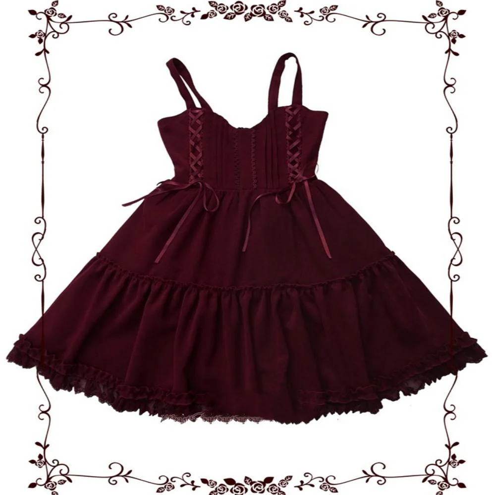 Tiny garden - Garden Waltz 1.0 Burgundy Autumn Winter Lolita JSK - Image 8