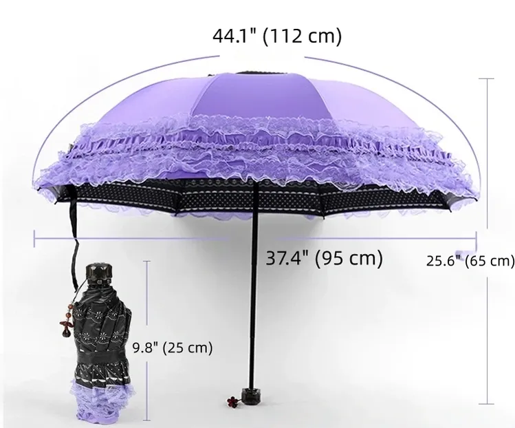 Princess Lolita Sunshade Parasol, Lace Ruffles - Image 18