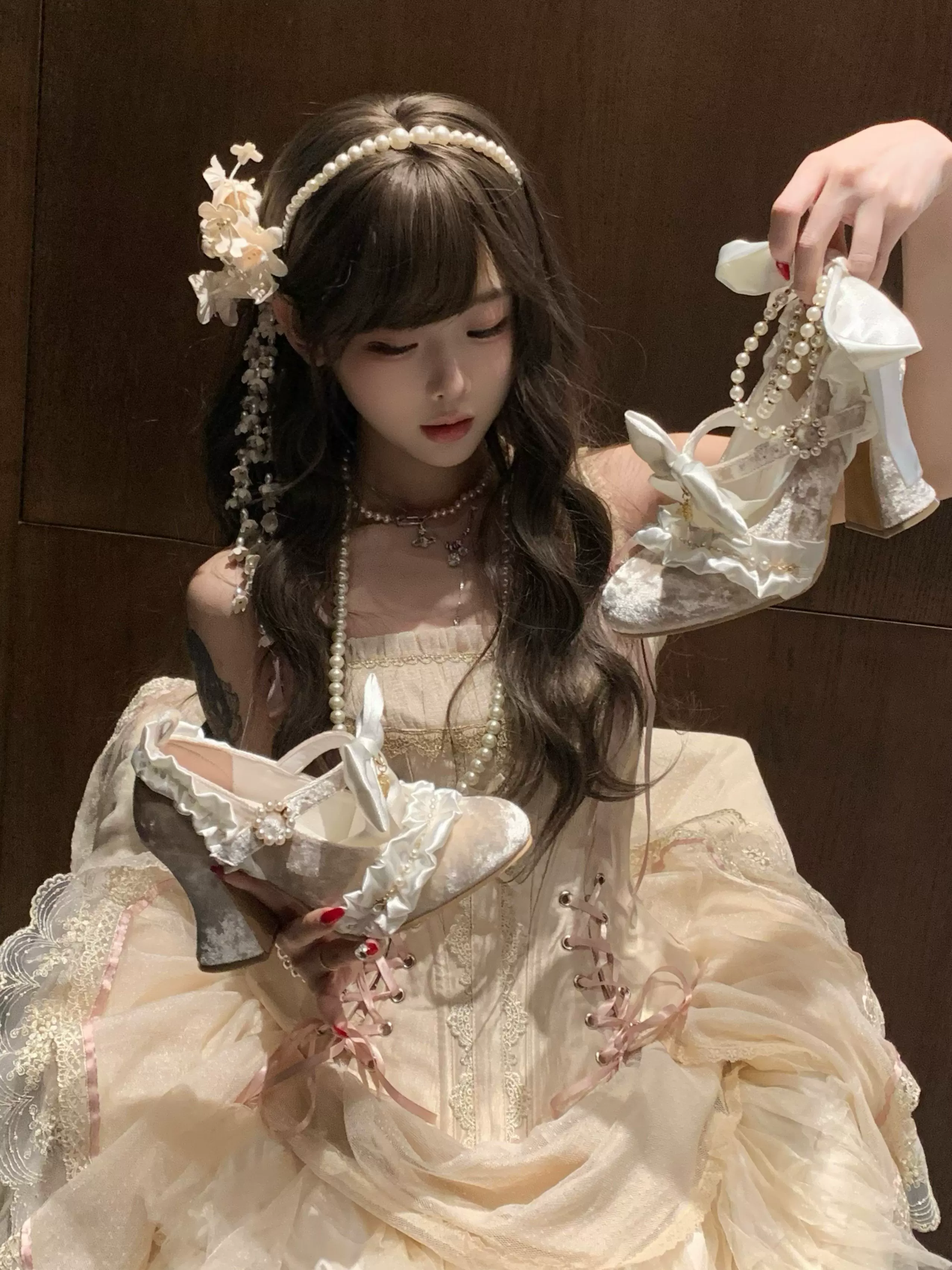Ribbon Anthem - Gorgeous Classic Lolita Heels, Detachable Bow & Pearl - Image 6
