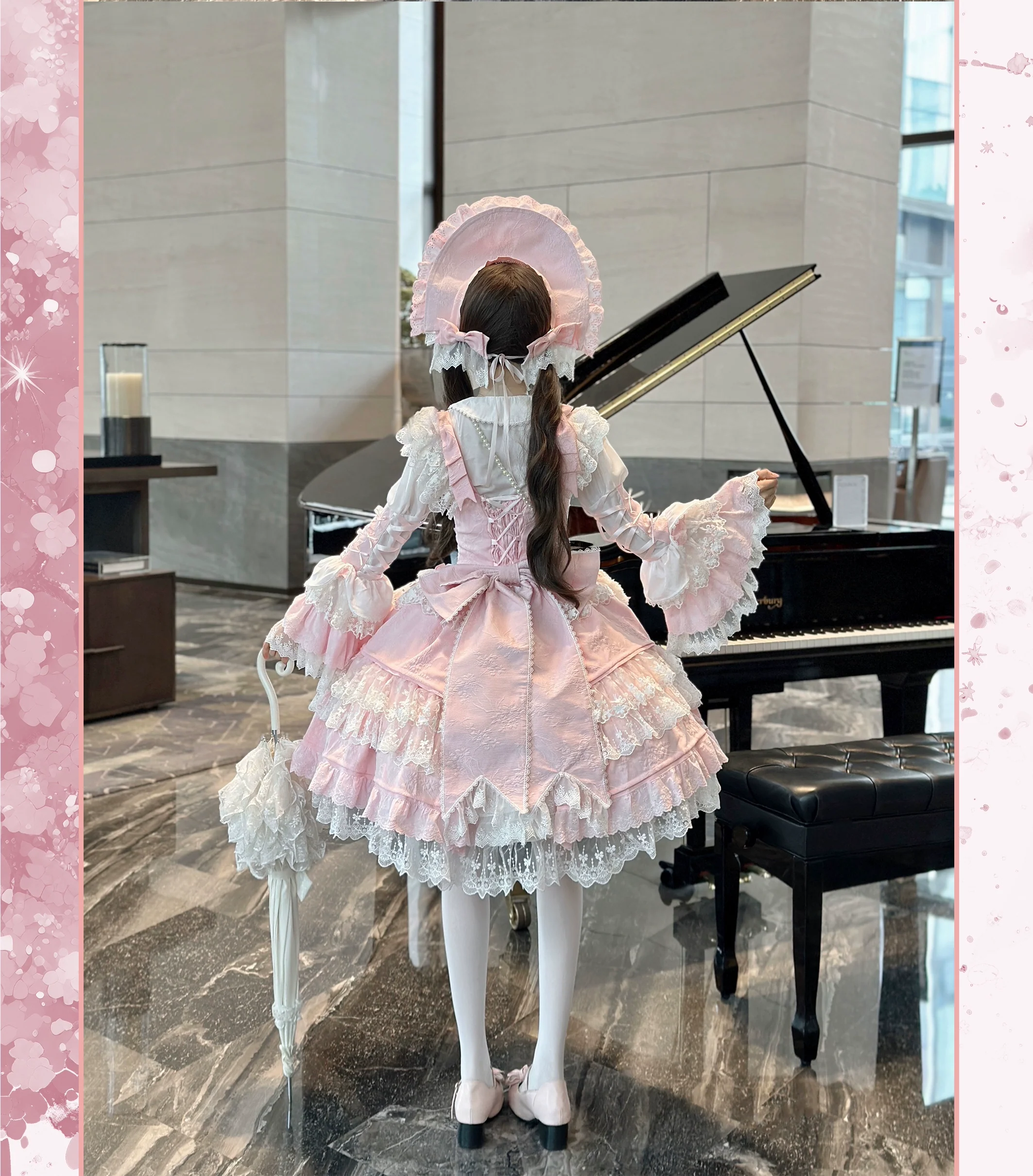 Peach Bunny - Sakura Love - Gorgeous Doll-like Lolita Dress Suit, Tiered Skirt - Image 10