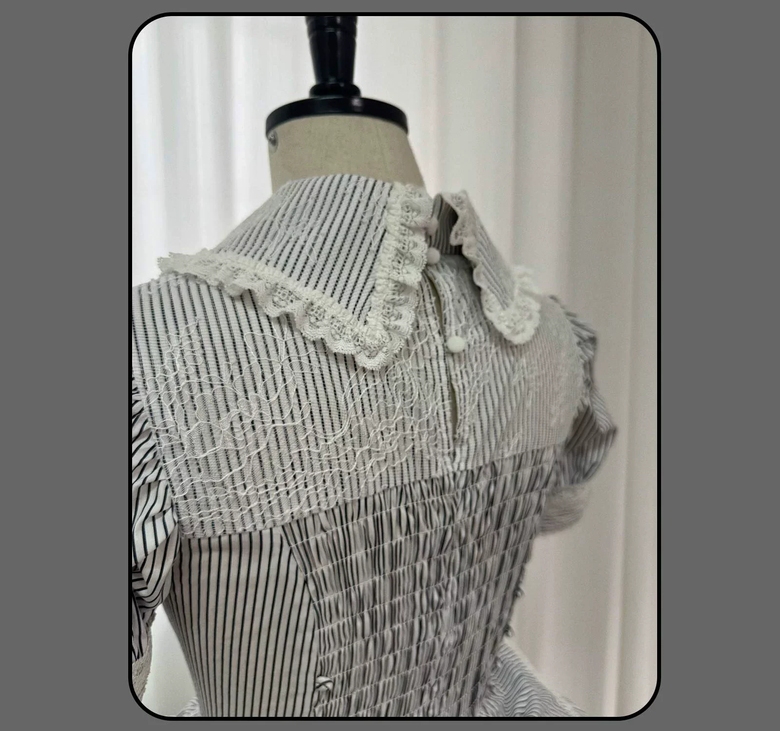 Striped Cross - Gothic Coordinated Lolita Set, Adjustable Blouse & Skirt - Image 19
