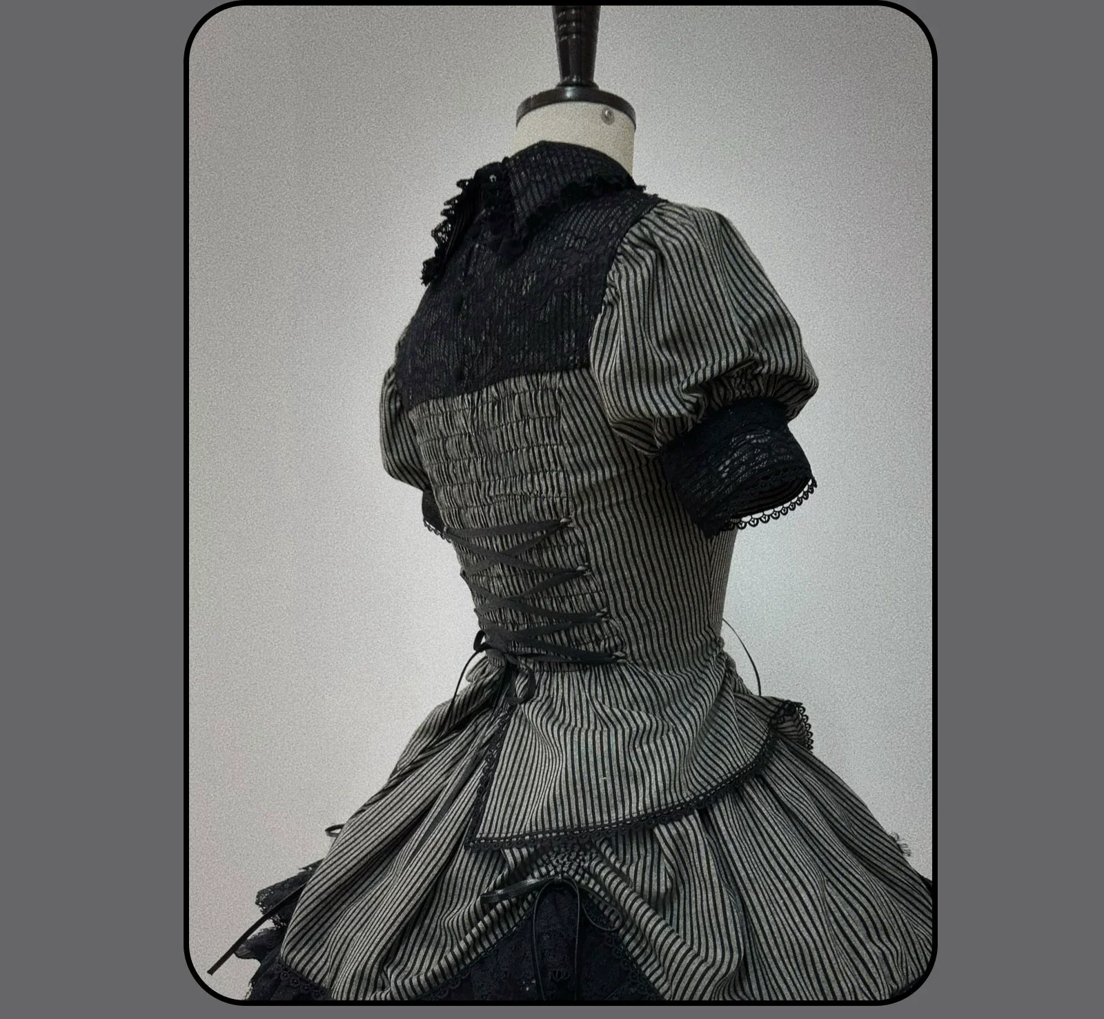 Striped Cross - Gothic Coordinated Lolita Set, Adjustable Blouse & Skirt - Image 62