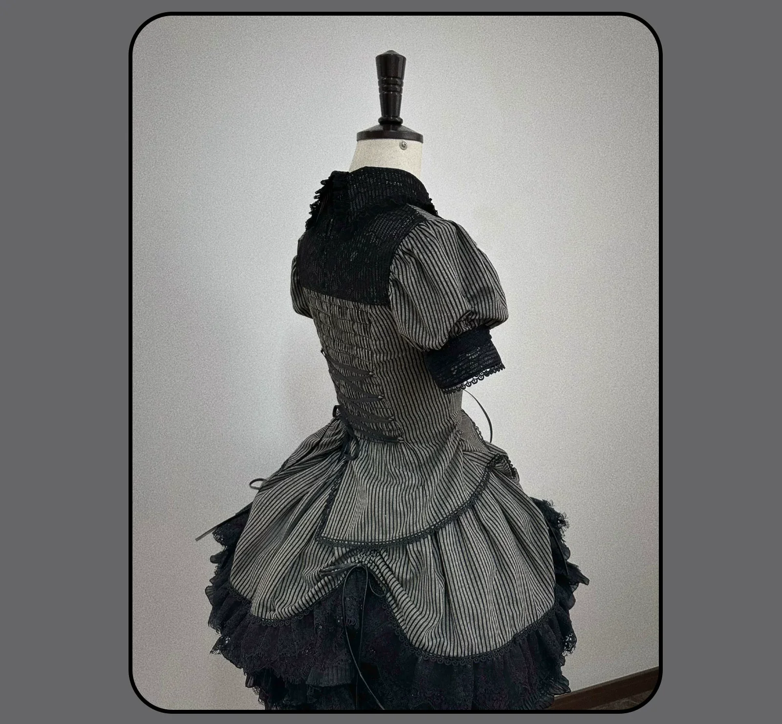 Striped Cross - Gothic Coordinated Lolita Set, Adjustable Blouse & Skirt - Image 63