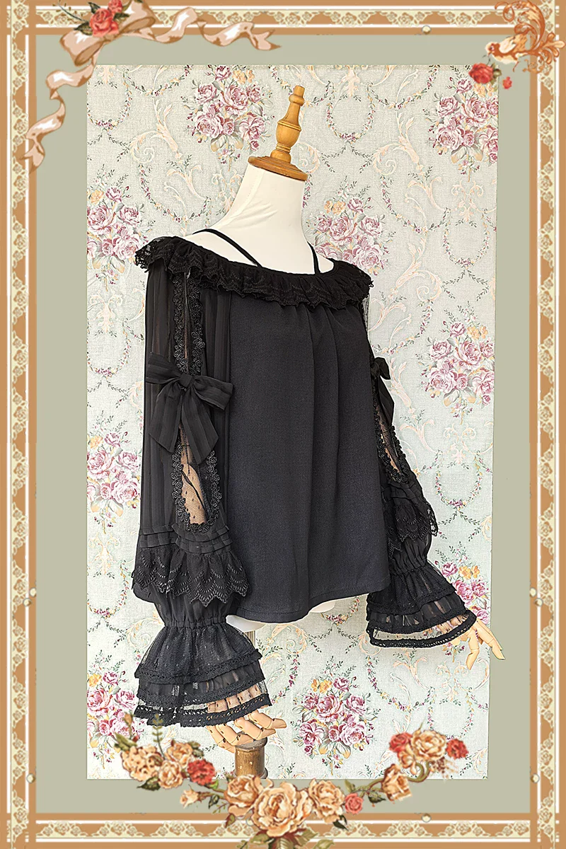 Canon Of Floral Melody - Gothic Lolita Black JSK Dress, Jacquard Pattern - Image 7