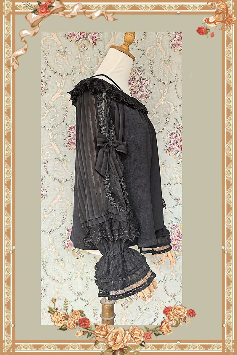 Canon Of Floral Melody - Gothic Lolita Black JSK Dress, Jacquard Pattern - Image 9