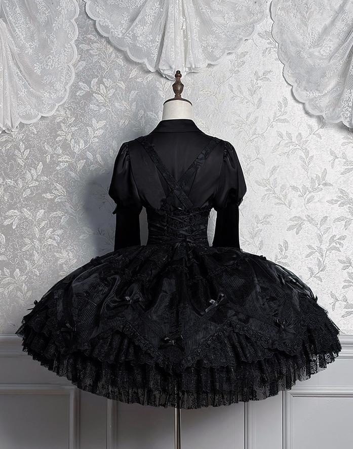 Dark Fog Feast - Gothic Lolita Bust-support Strap Dress, Lace & Cross - Image 8