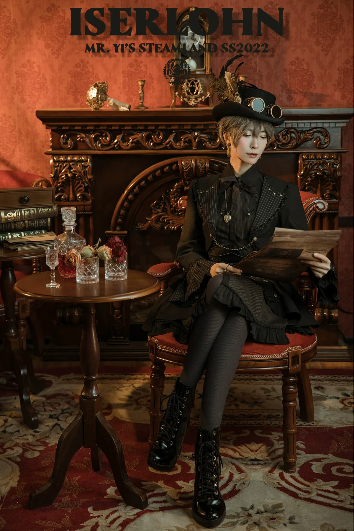Mr. Yi's Steam Continent - Gothic Lolita Cardigan Long Sleeve Black Short Jacket - Image 30