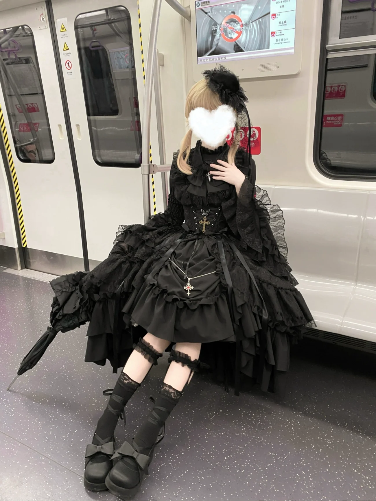 Eternal Taboo - Gothic Lolita Skirt with Princess Sleeve Blouse - Image 11