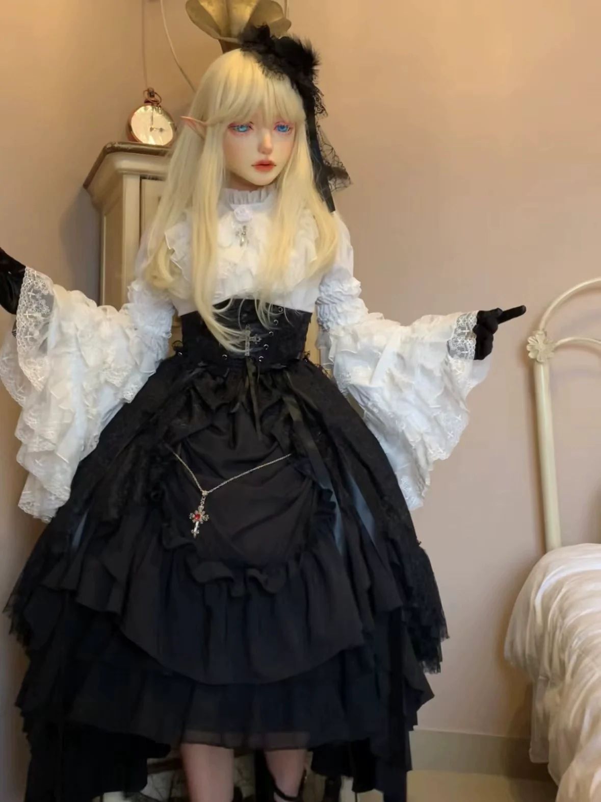 Eternal Taboo - Gothic Lolita Skirt with Princess Sleeve Blouse - Image 12