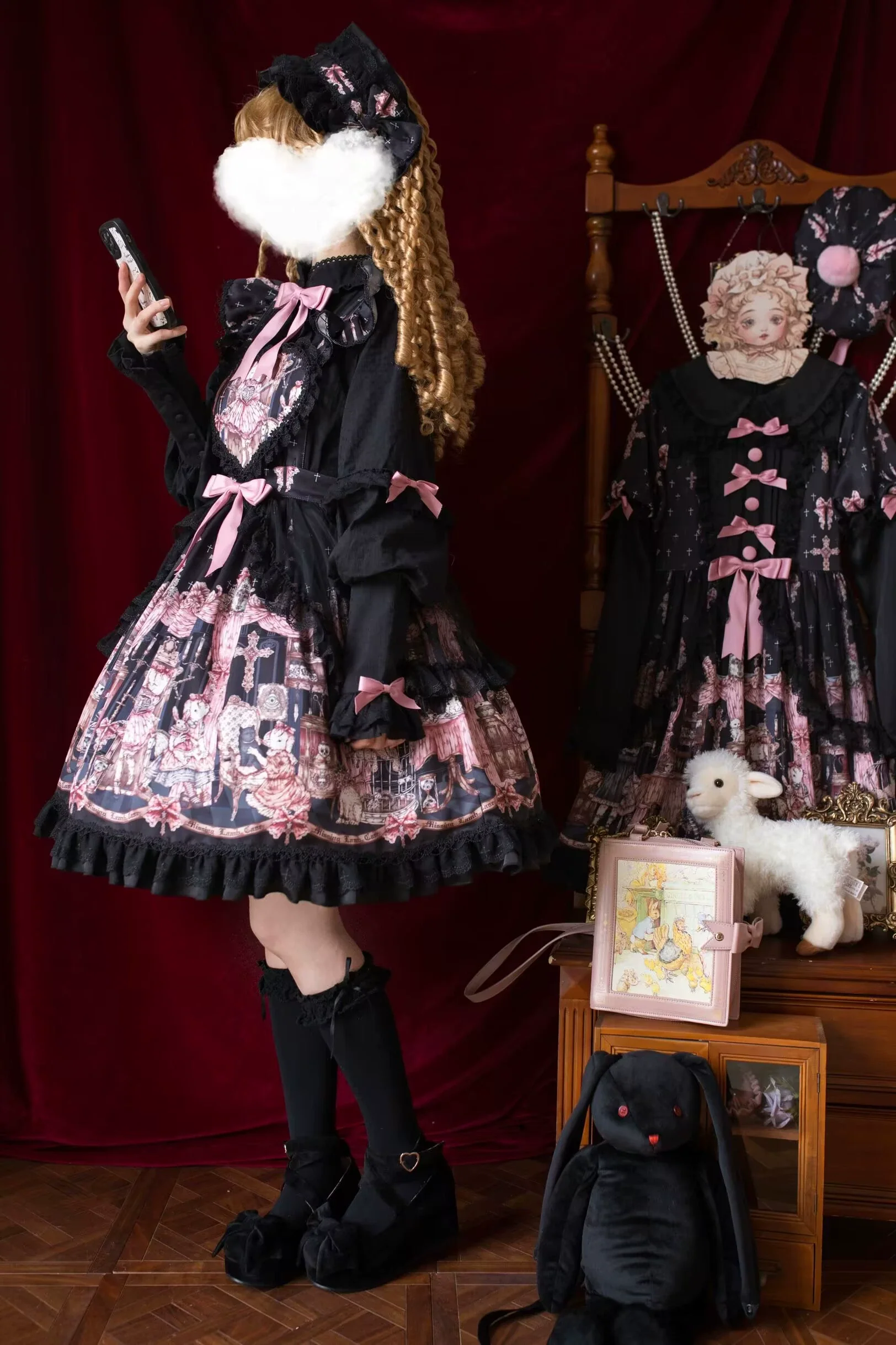 Missing Lamb Case - Gothic Lolita Dress Set with Sheep Prints - Image 48