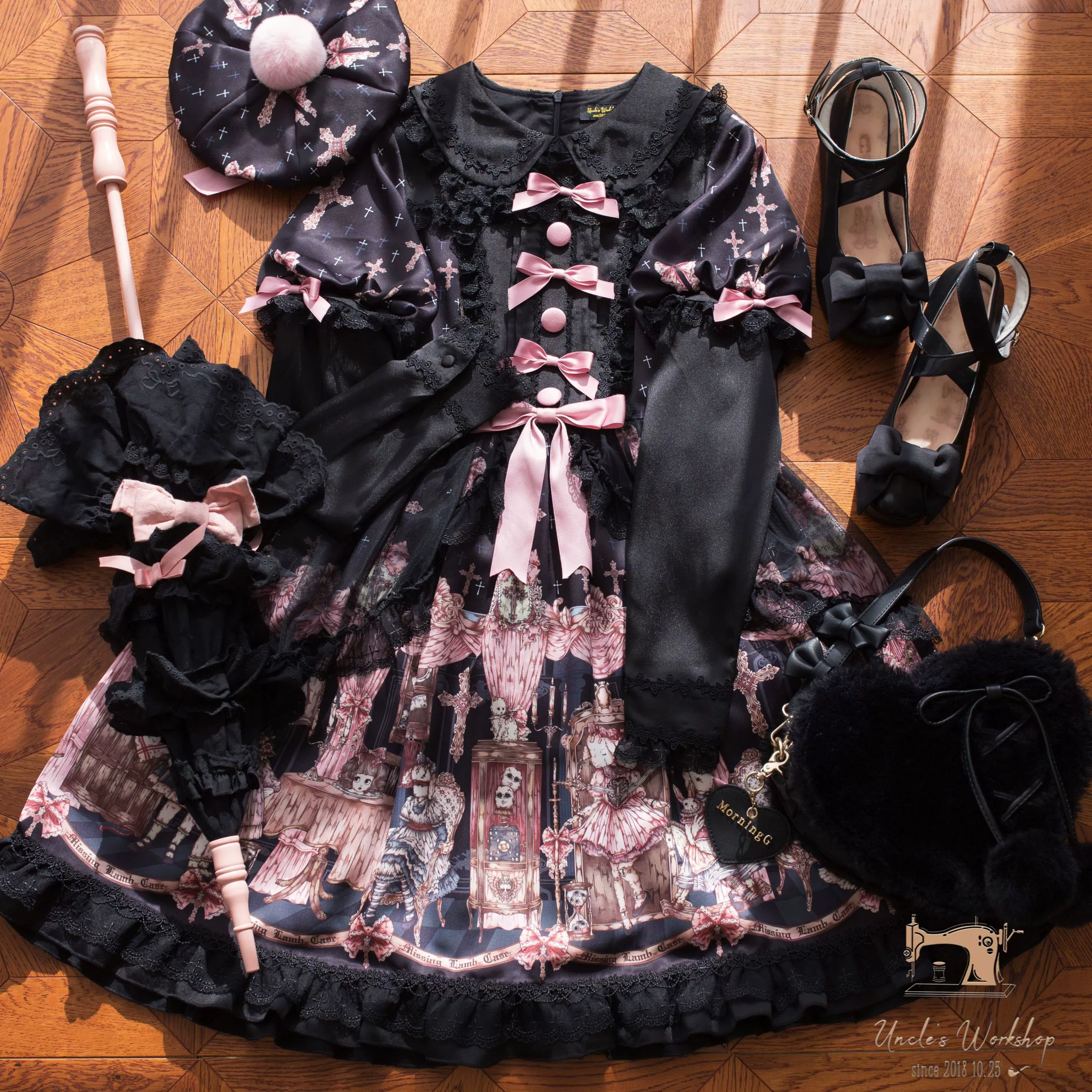 Missing Lamb Case - Gothic Lolita Dress Set with Sheep Prints - Image 56