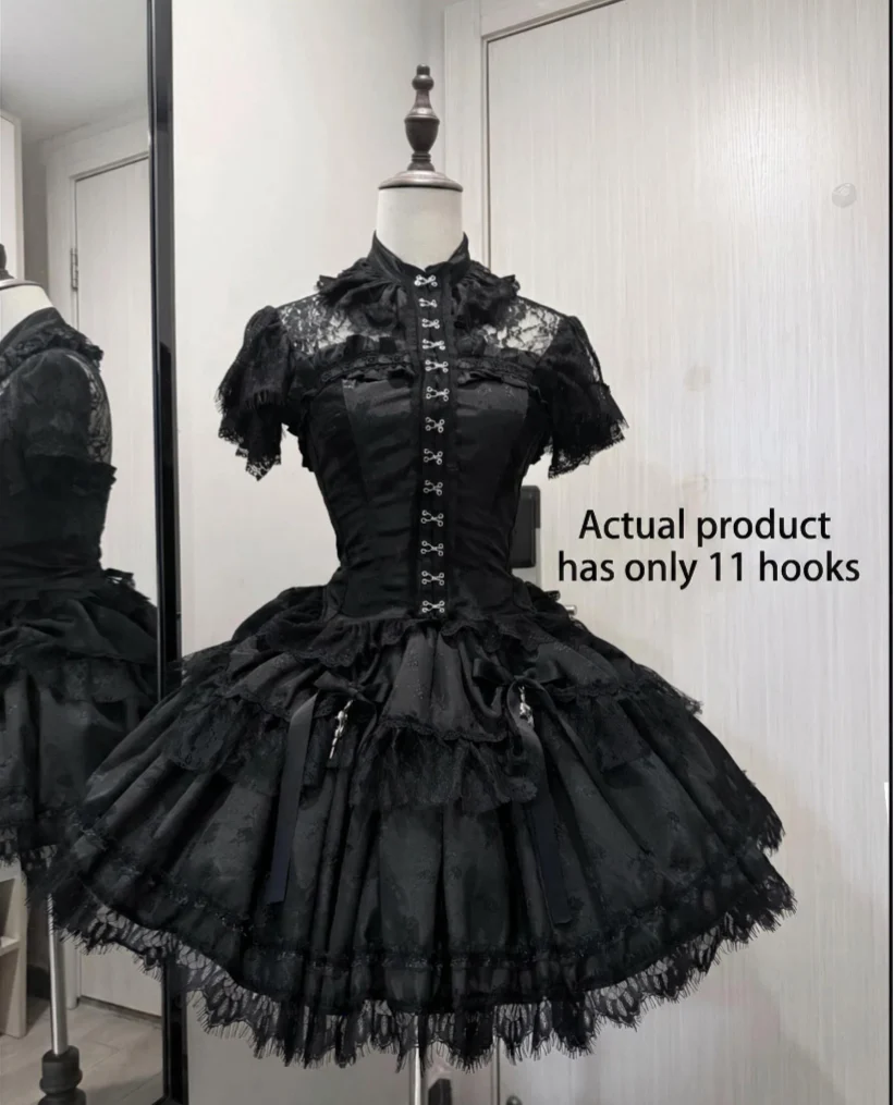 Silvermoon Thorn - Gothic Lolita Fishbone Corset & Skirt Set, Cross Details - Image 6