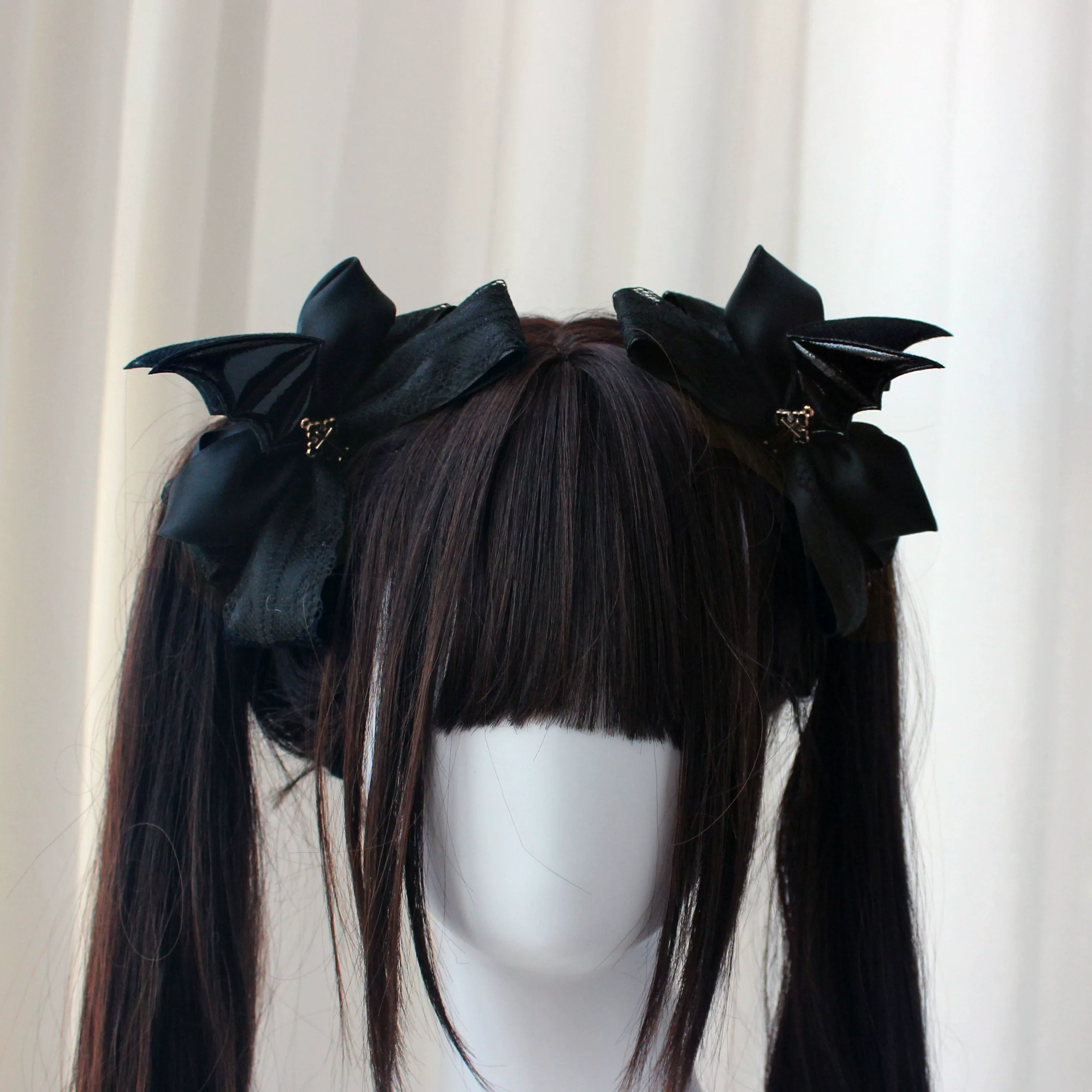 Gothic Lolita Hair Clips, Cross & Devil Wings - Image 4