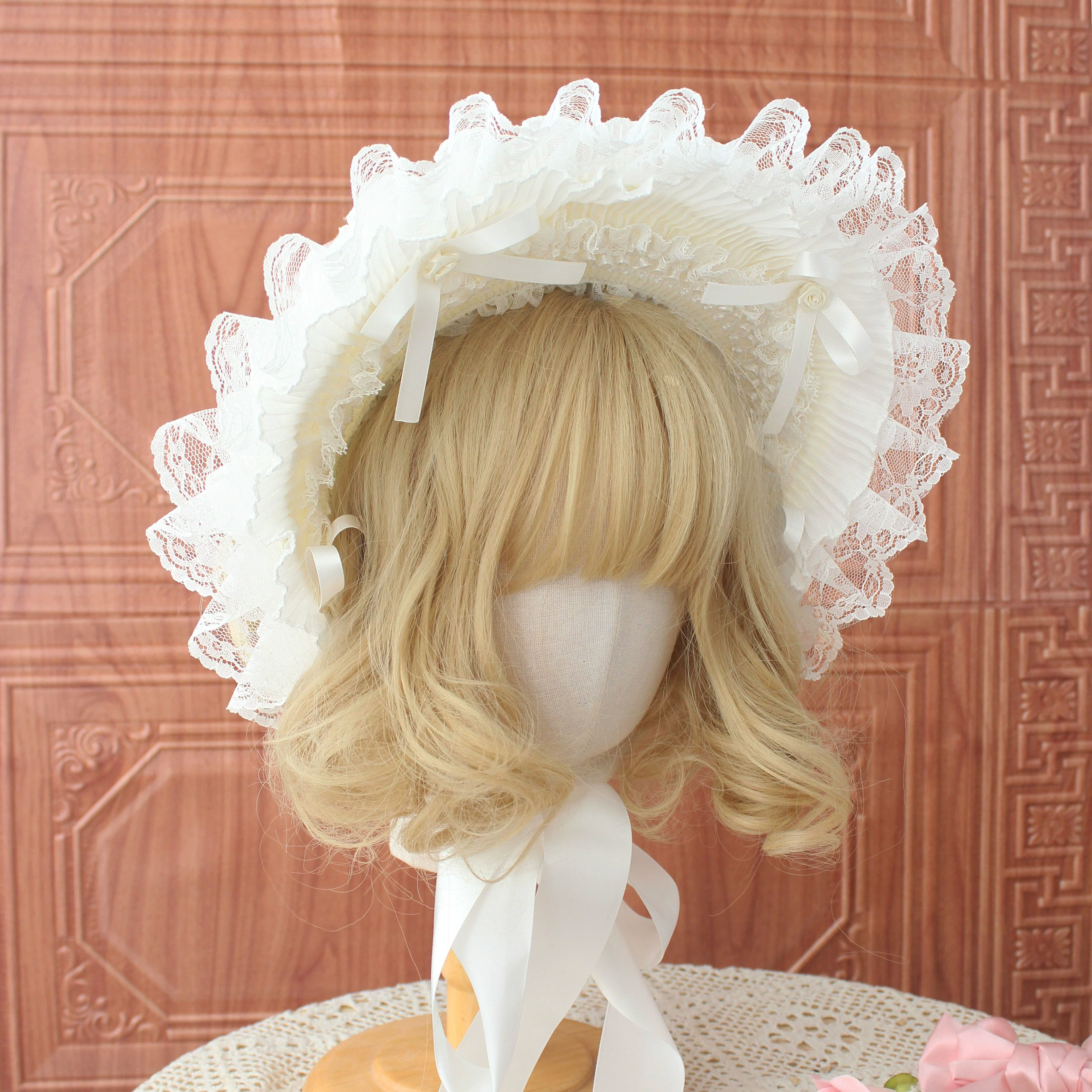 Deer Girl - Gothic Lolita Handmade Bonnet with Bows and Beads - Image 10