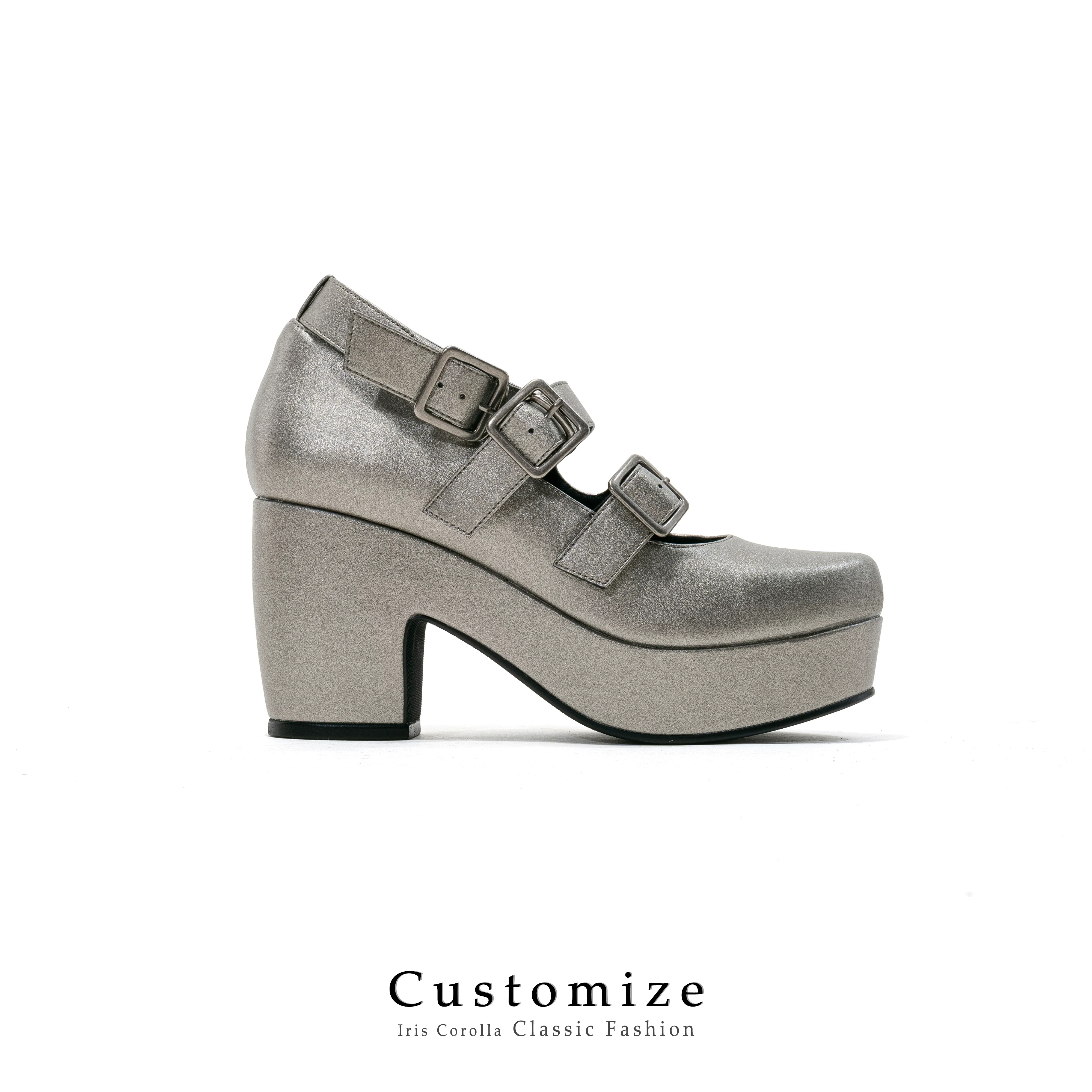 Custom-B - Gothic Lolita Heel Shoes, Triple Buckle Straps - Image 21