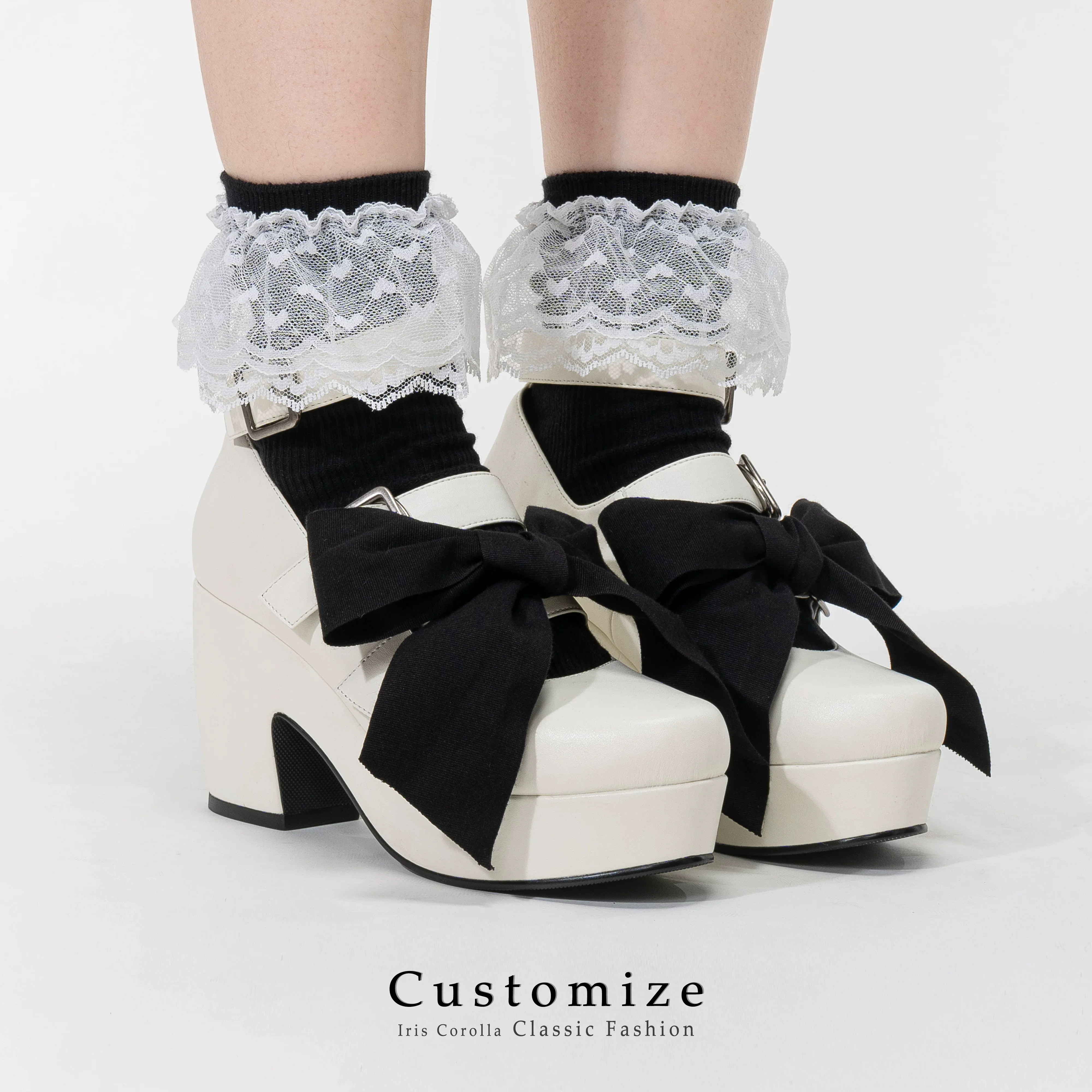 Custom-B - Gothic Lolita Heel Shoes, Triple Buckle Straps - Image 8