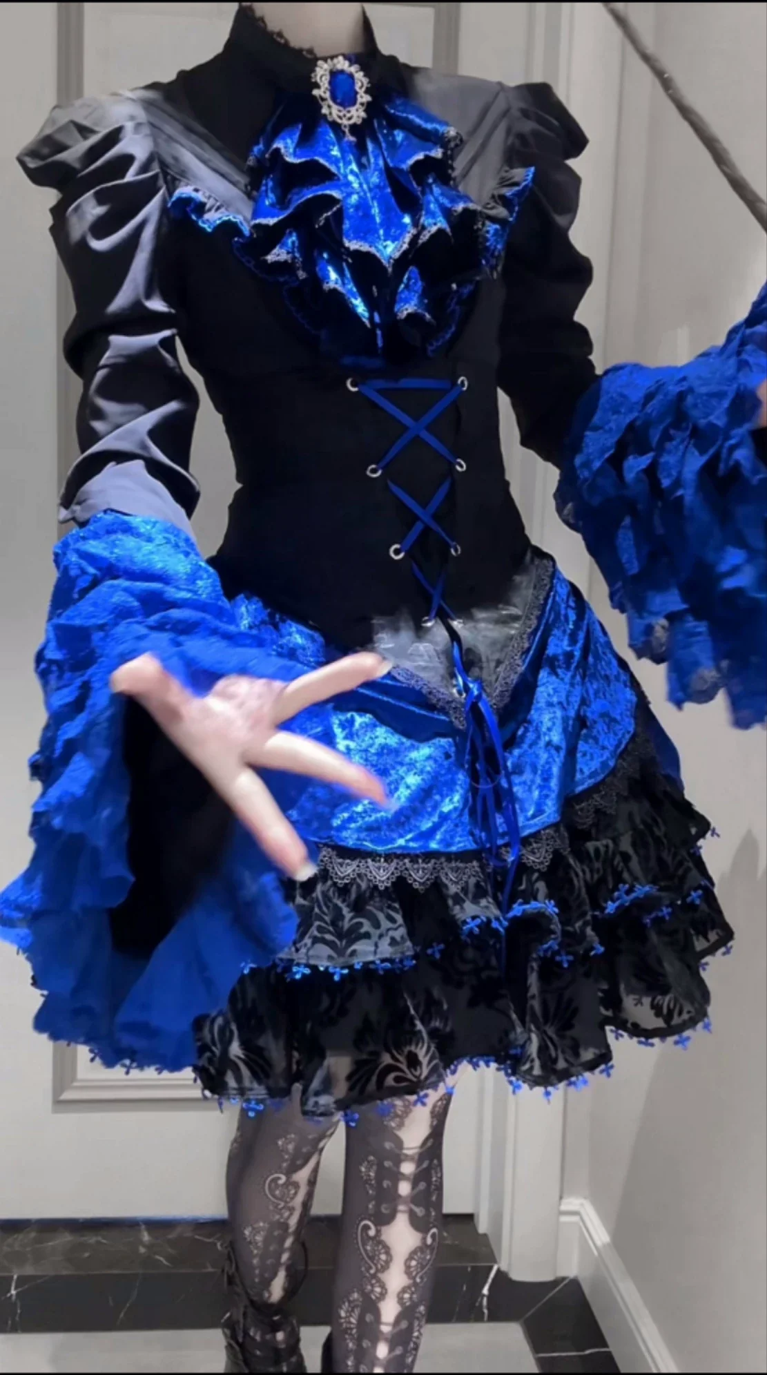 Twilight Hour - Gothic Lolita Hime-sleeve Blouse & Corset Skirt Set - Image 31