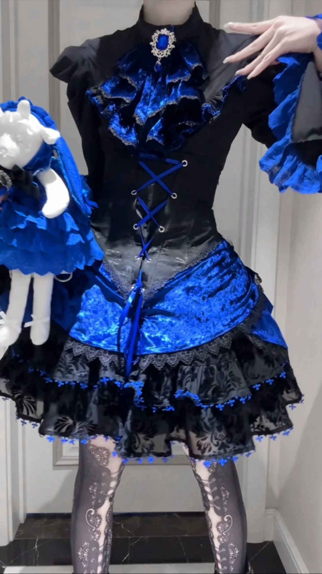 Twilight Hour - Gothic Lolita Hime-sleeve Blouse & Corset Skirt Set - Image 33
