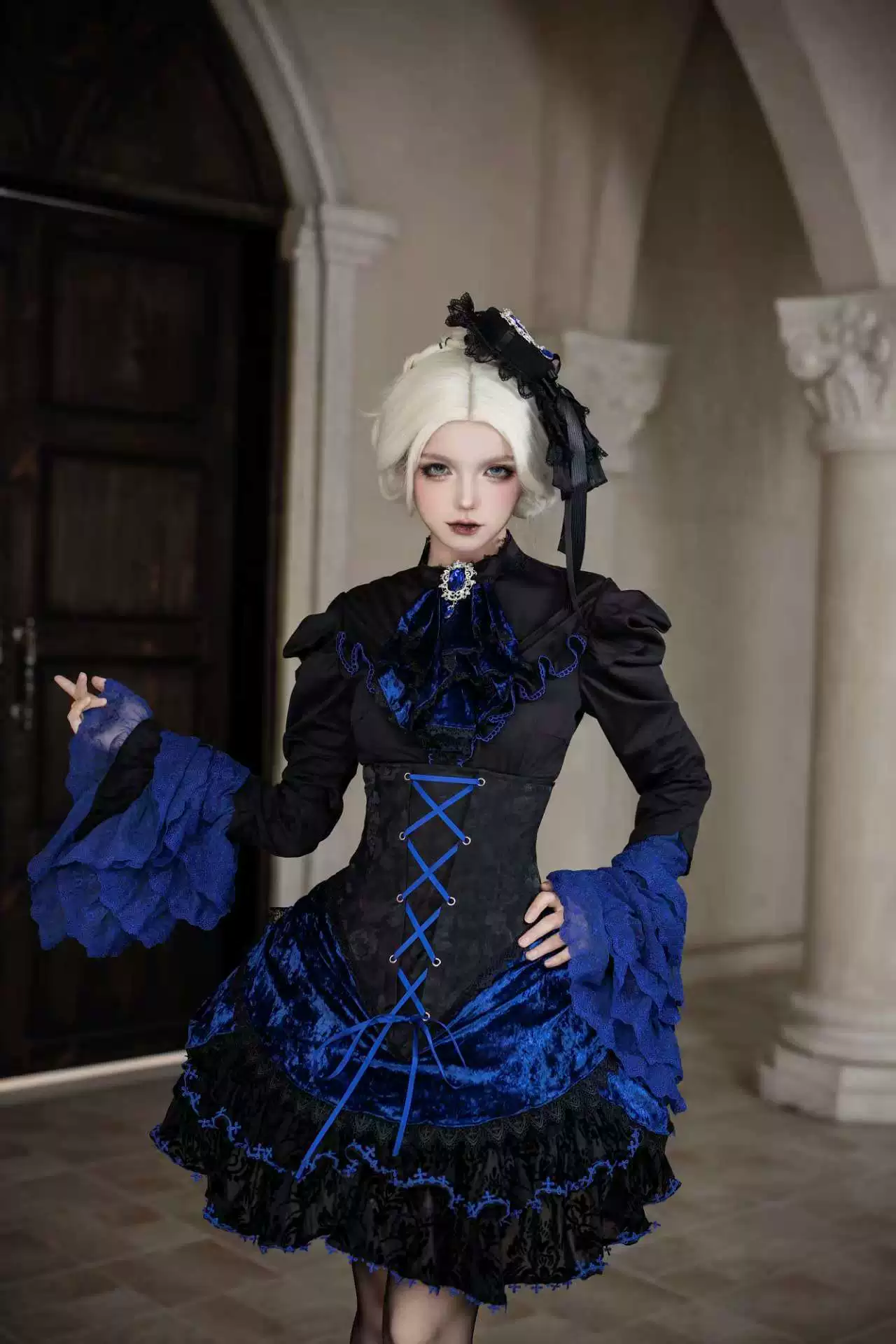 Twilight Hour - Gothic Lolita Hime-sleeve Blouse & Corset Skirt Set - Image 9