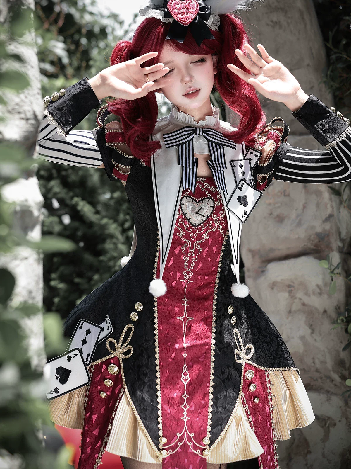 Circus Fantasy Night - Gothic Lolita Jacquard Dress, Pointed Tail Hem - Image 10