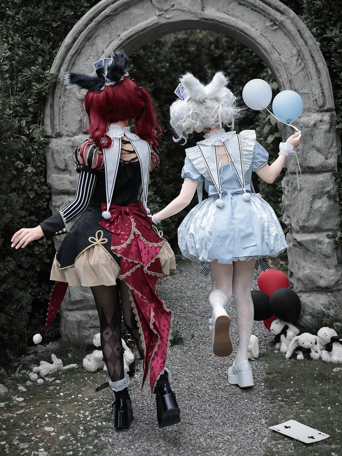 Circus Fantasy Night - Gothic Lolita Jacquard Dress, Pointed Tail Hem - Image 4