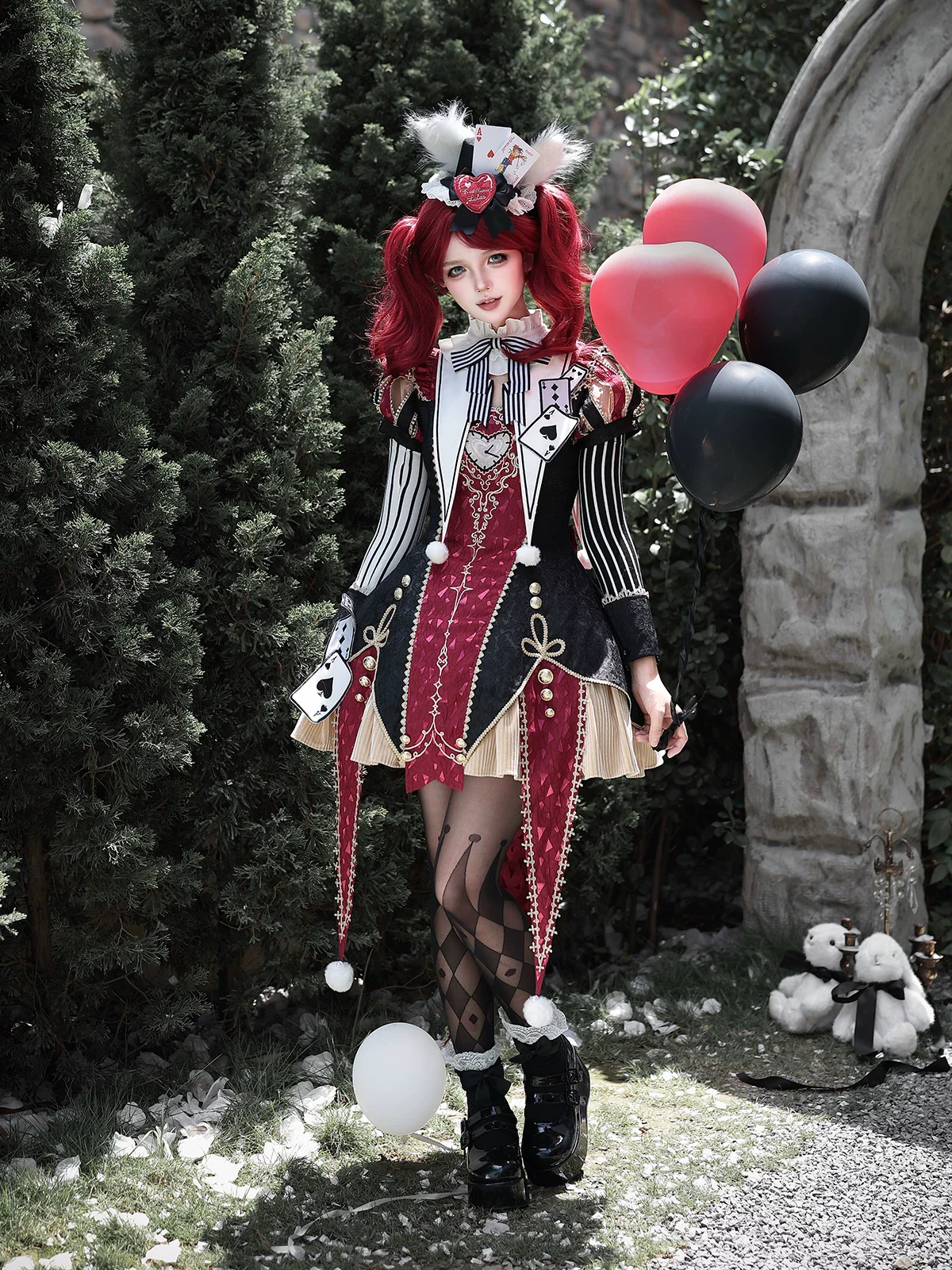 Circus Fantasy Night - Gothic Lolita Jacquard Dress, Pointed Tail Hem - Image 5